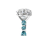 White gold Round Cut Diamond Ring with Marquise and Round with Blue Topaz side stone Side Stones and Four-Prong Setting_41