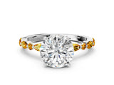 White gold Round Cut Diamond Ring with Marquise and Round with Citrine side stone Side Stones and Four-Prong Setting_24