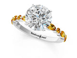 White gold Round Cut Diamond Ring with Marquise and Round with Citrine side stone Side Stones and Four-Prong Setting_25