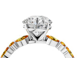 White gold Round Cut Diamond Ring with Marquise and Round with Citrine side stone Side Stones and Four-Prong Setting_28