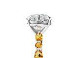 White gold Round Cut Diamond Ring with Marquise and Round with Citrine side stone Side Stones and Four-Prong Setting_29