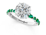 White gold Round Cut Diamond Ring with Marquise and Round with Emerald side stone Side Stones and Four-Prong Setting_61