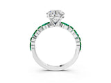 White gold Round Cut Diamond Ring with Marquise and Round with Emerald side stone Side Stones and Four-Prong Setting_63