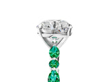 White gold Round Cut Diamond Ring with Marquise and Round with Emerald side stone Side Stones and Four-Prong Setting_65