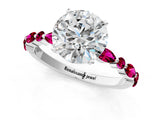 White gold Round Cut Diamond Ring with Marquise and Round with Garnet side stone Side Stones and Four-Prong Setting_37
