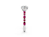 White gold Round Cut Diamond Ring with Marquise and Round with Garnet side stone Side Stones and Four-Prong Setting_38