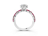 White gold Round Cut Diamond Ring with Marquise and Round with Garnet side stone Side Stones and Four-Prong Setting_39