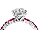 White gold Round Cut Diamond Ring with Marquise and Round with Garnet side stone Side Stones and Four-Prong Setting_40