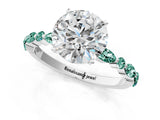 White gold Round Cut Diamond Ring with Marquise and Round with Green Sapphire side stone Side Stones and Four-Prong Setting_25