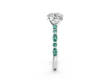 White gold Round Cut Diamond Ring with Marquise and Round with Green Sapphire side stone Side Stones and Four-Prong Setting_26
