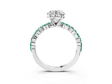 White gold Round Cut Diamond Ring with Marquise and Round with Green Sapphire side stone Side Stones and Four-Prong Setting_27