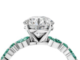 White gold Round Cut Diamond Ring with Marquise and Round with Green Sapphire side stone Side Stones and Four-Prong Setting_28