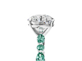 White gold Round Cut Diamond Ring with Marquise and Round with Green Sapphire side stone Side Stones and Four-Prong Setting_29