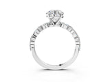 White gold Round Cut Diamond Ring with Marquise and Round with Moissanite side stone Side Stones and Four-Prong Setting_69