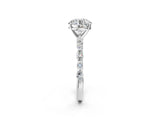 White gold Round Cut Diamond Ring with Marquise and Round with Moissanite side stone Side Stones and Four-Prong Setting_70