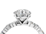 White gold Round Cut Diamond Ring with Marquise and Round with Moissanite side stone Side Stones and Four-Prong Setting_70