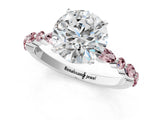 White gold Round Cut Diamond Ring with Marquise and Round with Morganite side stone Side Stones and Four-Prong Setting_13