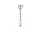 White gold Round Cut Diamond Ring with Marquise and Round with Morganite side stone Side Stones and Four-Prong Setting_14