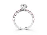 White gold Round Cut Diamond Ring with Marquise and Round with Morganite side stone Side Stones and Four-Prong Setting_15