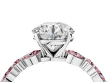 White gold Round Cut Diamond Ring with Marquise and Round with Morganite side stone Side Stones and Four-Prong Setting_16