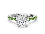 White gold Round Cut Diamond Ring with Marquise and Round with Peridot side stone Side Stones and Four-Prong Setting_36