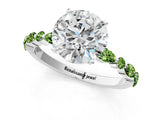 White gold Round Cut Diamond Ring with Marquise and Round with Peridot side stone Side Stones and Four-Prong Setting_37