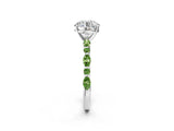 White gold Round Cut Diamond Ring with Marquise and Round with Peridot side stone Side Stones and Four-Prong Setting_38