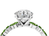White gold Round Cut Diamond Ring with Marquise and Round with Peridot side stone Side Stones and Four-Prong Setting_40
