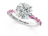 White gold Round Cut Diamond Ring with Marquise and Round with Pink Sapphire side stone Side Stones and Four-Prong Setting_13