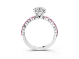 White gold Round Cut Diamond Ring with Marquise and Round with Pink Sapphire side stone Side Stones and Four-Prong Setting_15