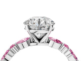 White gold Round Cut Diamond Ring with Marquise and Round with Pink Sapphire side stone Side Stones and Four-Prong Setting_16