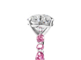 White gold Round Cut Diamond Ring with Marquise and Round with Pink Sapphire side stone Side Stones and Four-Prong Setting_17