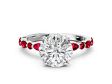 White gold Round Cut Diamond Ring with Marquise and Round with Ruby side stone Side Stones and Four-Prong Setting_48