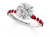 White gold Round Cut Diamond Ring with Marquise and Round with Ruby side stone Side Stones and Four-Prong Setting_49
