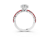White gold Round Cut Diamond Ring with Marquise and Round with Ruby side stone Side Stones and Four-Prong Setting_51