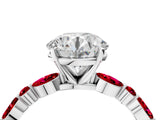 White gold Round Cut Diamond Ring with Marquise and Round with Ruby side stone Side Stones and Four-Prong Setting_52