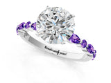 White gold Round Cut Diamond Ring with Marquise and Round with Tanzanite side stone Side Stones and Four-Prong Setting_199
