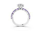 White gold Round Cut Diamond Ring with Marquise and Round with Tanzanite side stone Side Stones and Four-Prong Setting_201