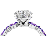 White gold Round Cut Diamond Ring with Marquise and Round with Tanzanite side stone Side Stones and Four-Prong Setting_202
