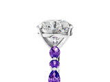 White gold Round Cut Diamond Ring with Marquise and Round with Tanzanite side stone Side Stones and Four-Prong Setting_203