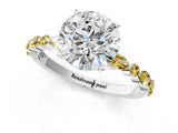 White gold Round Cut Diamond Ring with Marquise and Round with Yellow Sapphire side stone Side Stones and Four-Prong Setting_37