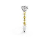White gold Round Cut Diamond Ring with Marquise and Round with Yellow Sapphire side stone Side Stones and Four-Prong Setting_38