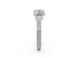 White gold Round Cut Diamond Ring with Milgrain Pavé Band and Four-Prong Setting_40