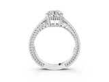 White gold Round Cut Diamond Ring with Milgrain Pavé Band and Four-Prong Setting_41