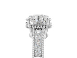 White gold Round Cut Diamond Ring with Milgrain Pavé Band and Four-Prong Setting_43