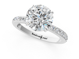 White gold Round Cut Diamond Ring with Pavé Band and Four-Prong Setting_91