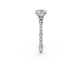 White gold Round Cut Diamond Ring with Pavé Band and Four-Prong Setting_92