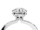 White gold Round Cut Diamond Ring with Pavé Band and Four-Prong Setting_94