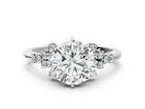 White gold Round Cut Diamond Ring with Side Stones and Four-Prong Setting_81
