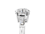 White gold Round Cut Diamond Ring with Tapered Baguette Side Stones in Four-Prong Setting_37